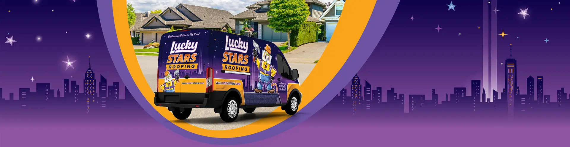 Lucky Stars Roofing work van — family owned and operated in Whitestone, Queens, NY